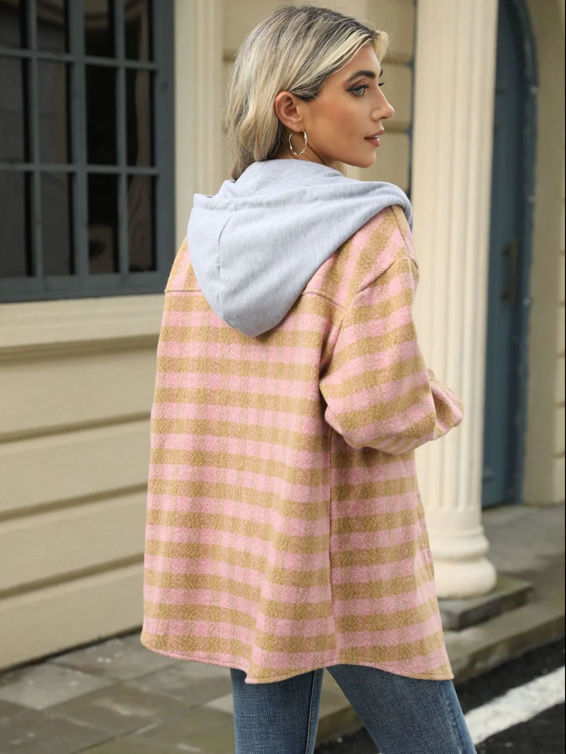 Ramona | Checked drawstring hooded jacket with long sleeves - Image 24