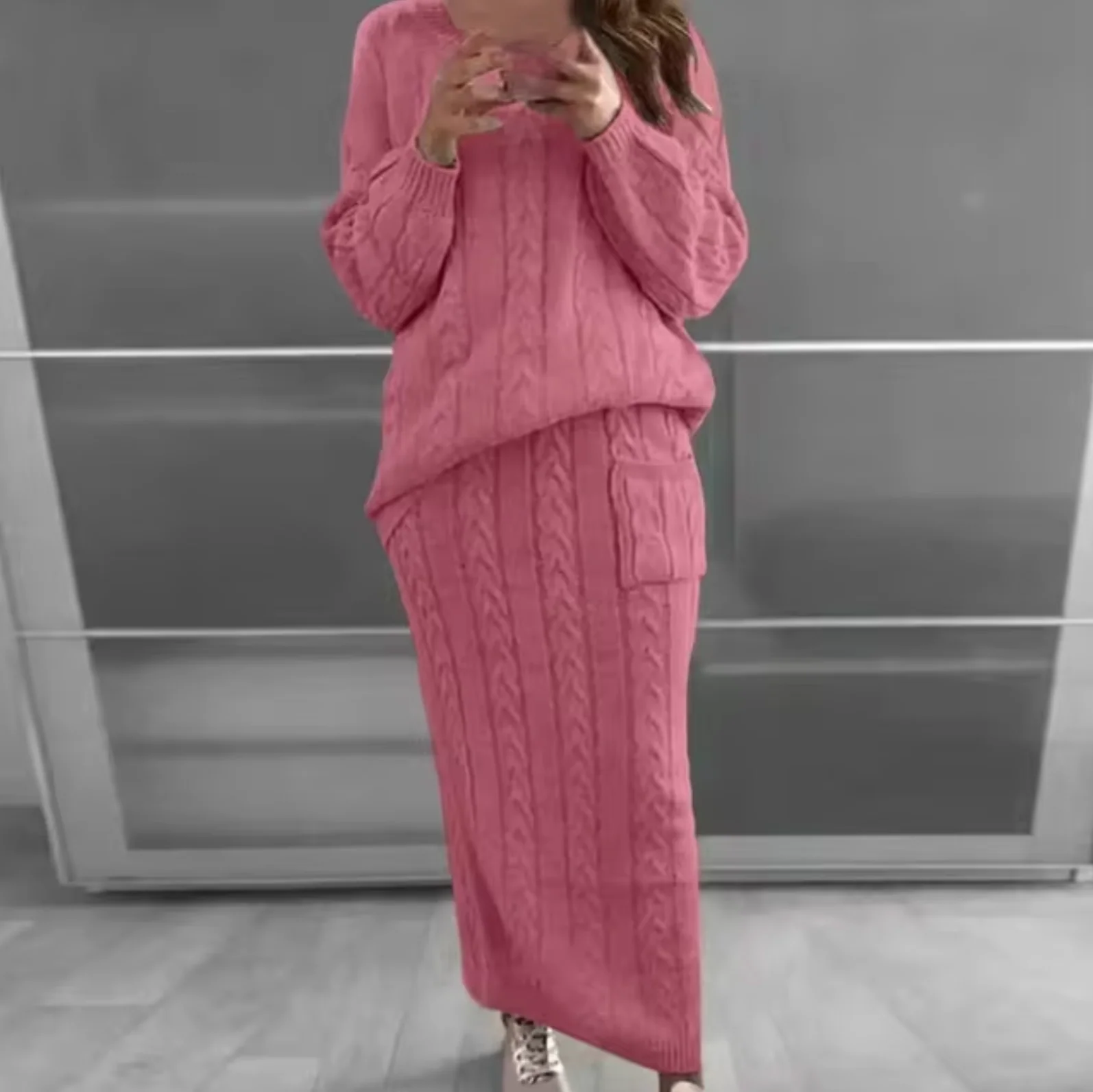 Ramona | Elegant set of knitted sweater and skirt - Image 13