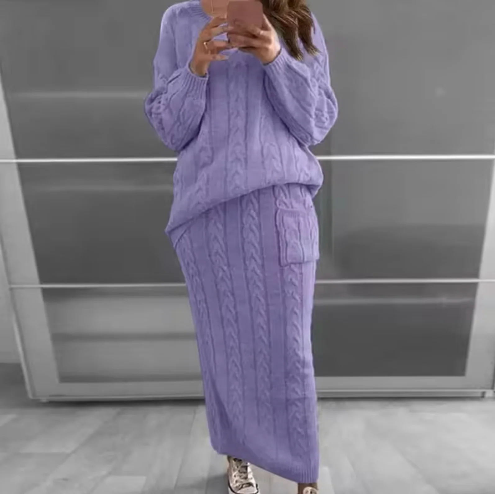 Ramona | Elegant set of knitted sweater and skirt - Image 3
