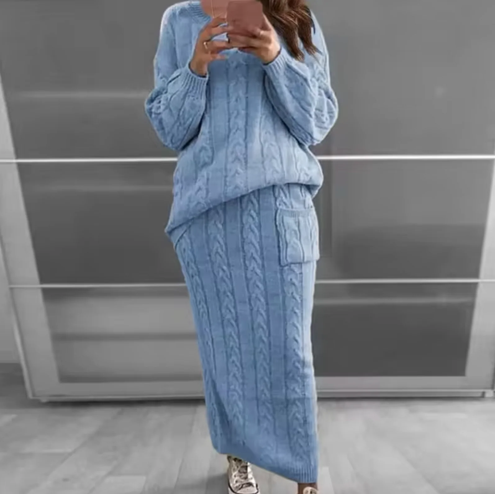 Ramona | Elegant set of knitted sweater and skirt - Image 7