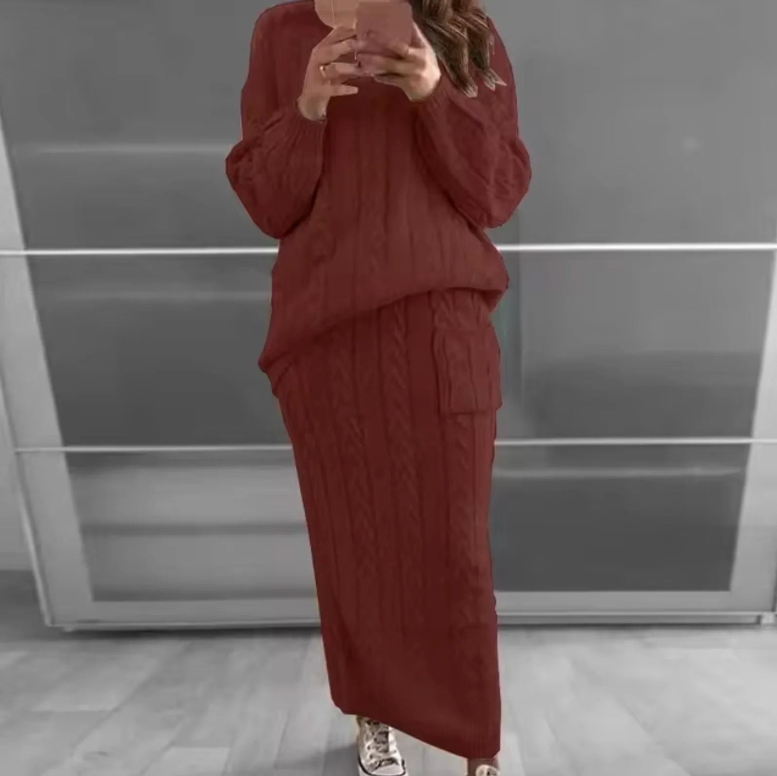 Ramona | Elegant set of knitted sweater and skirt - Image 9