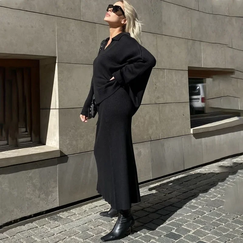 Ramona | Knitted set consisting of a loose sweater and long skirt - Image 5