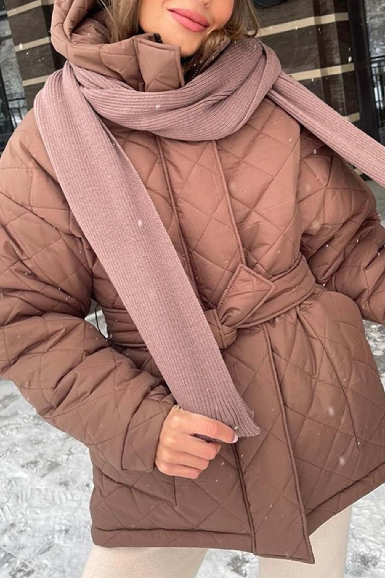 Ramona | Quilted jacket with hood and pocket belt - Image 4