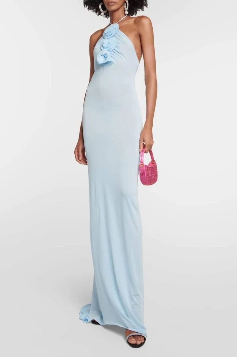 Rebeca® | Halter Neck Maxi Dress With Floral Appliqu��s - Image 7