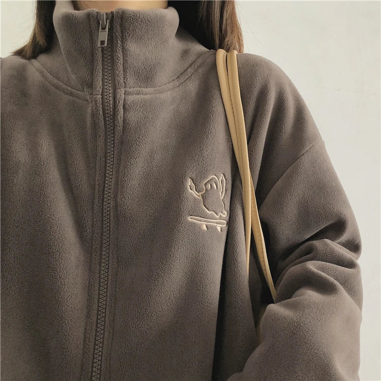 Regina | Women's oversized sweatshirt with zip and pockets - Image 2