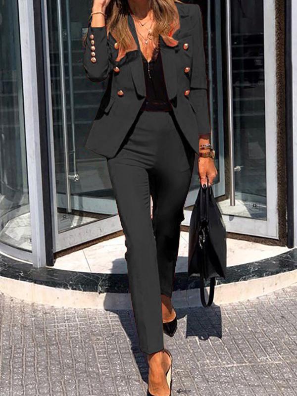 Reina® | Two-Piece Combination Of Double-Breasted Blazer And Elegant Trousers For Women - Image 10