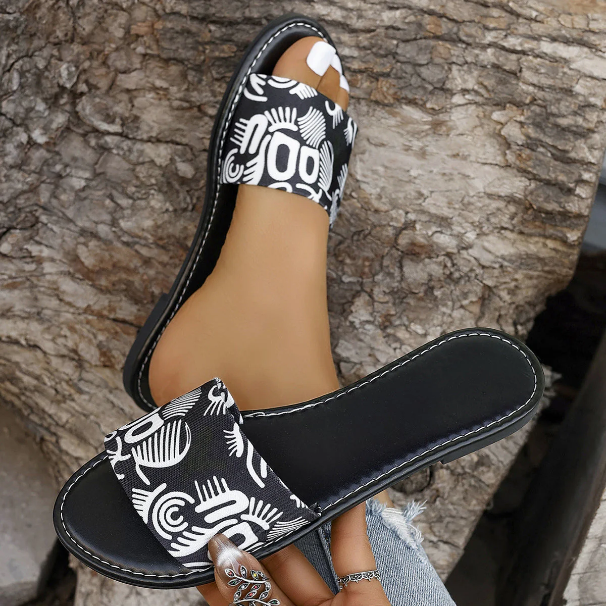 Renee® | Fashion Graffiti Print Sandals - Image 2