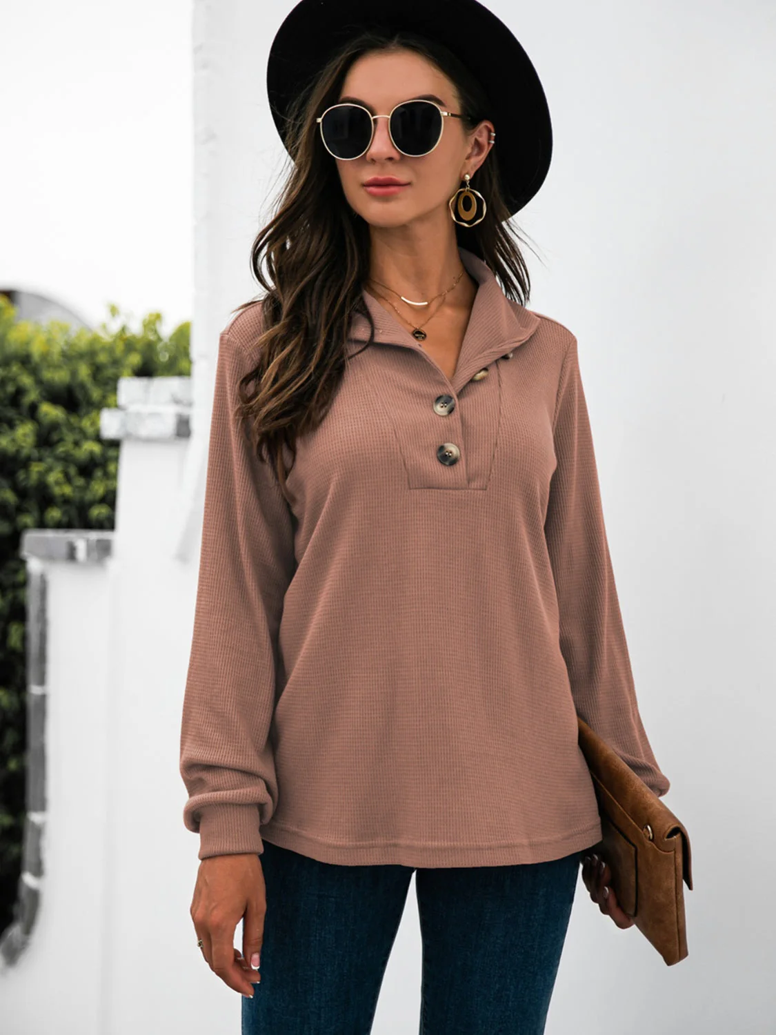 Renee | Half button t-shirt with long sleeves - Image 6