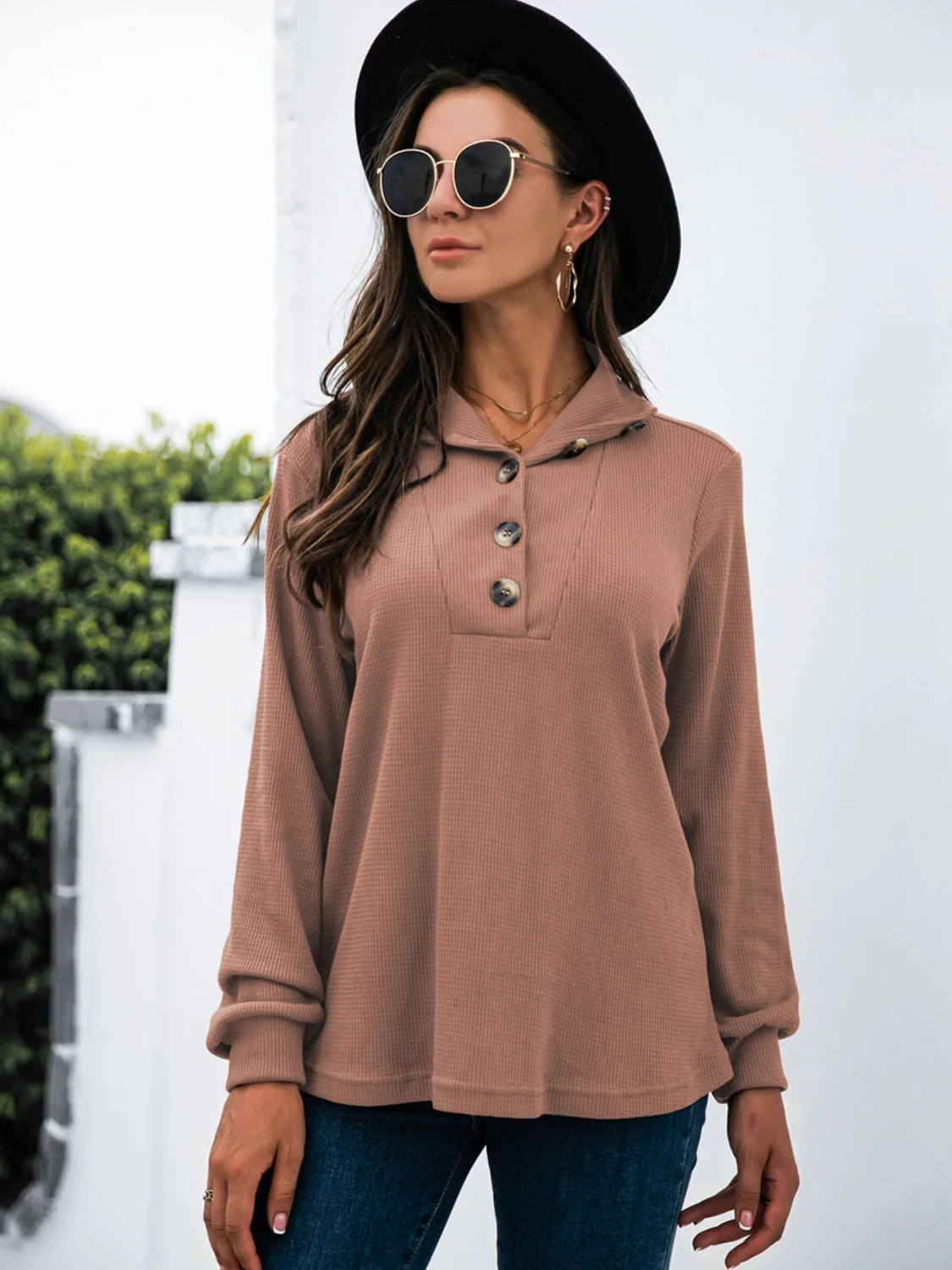 Renee | Half button t-shirt with long sleeves - Image 7