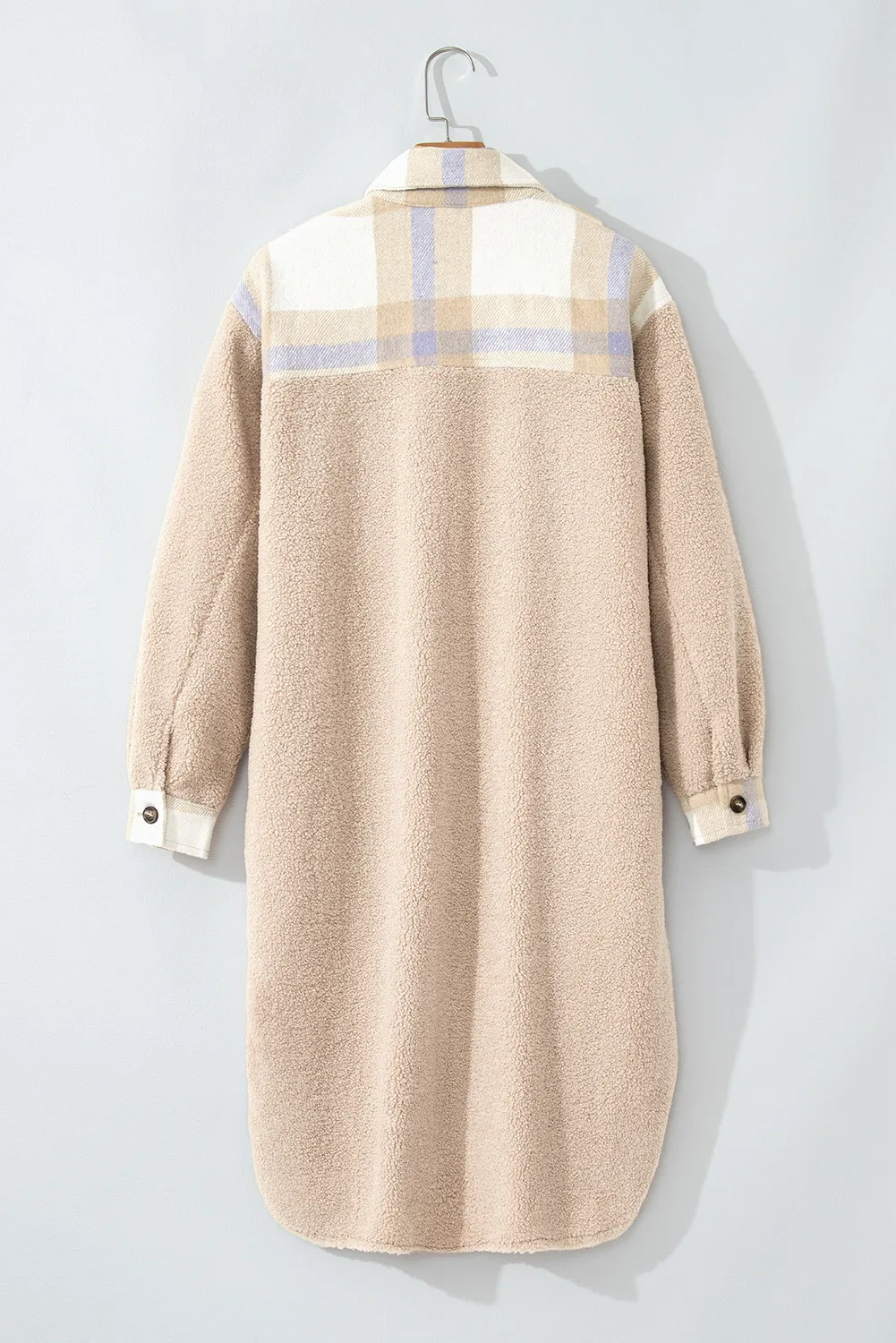 Renee | Long-sleeved slit check coat with button placket - Image 4