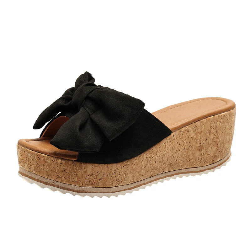 Rhiannon® | Fashion Bow Leopard Print Wedge Slippers - Image 6