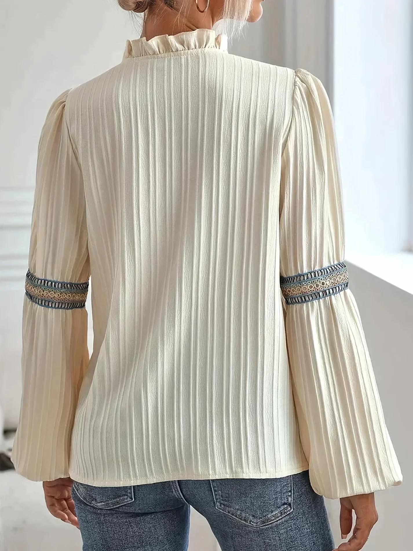 Rita® | Shirt With Lantern Sleeves And Lace Seam - Image 3