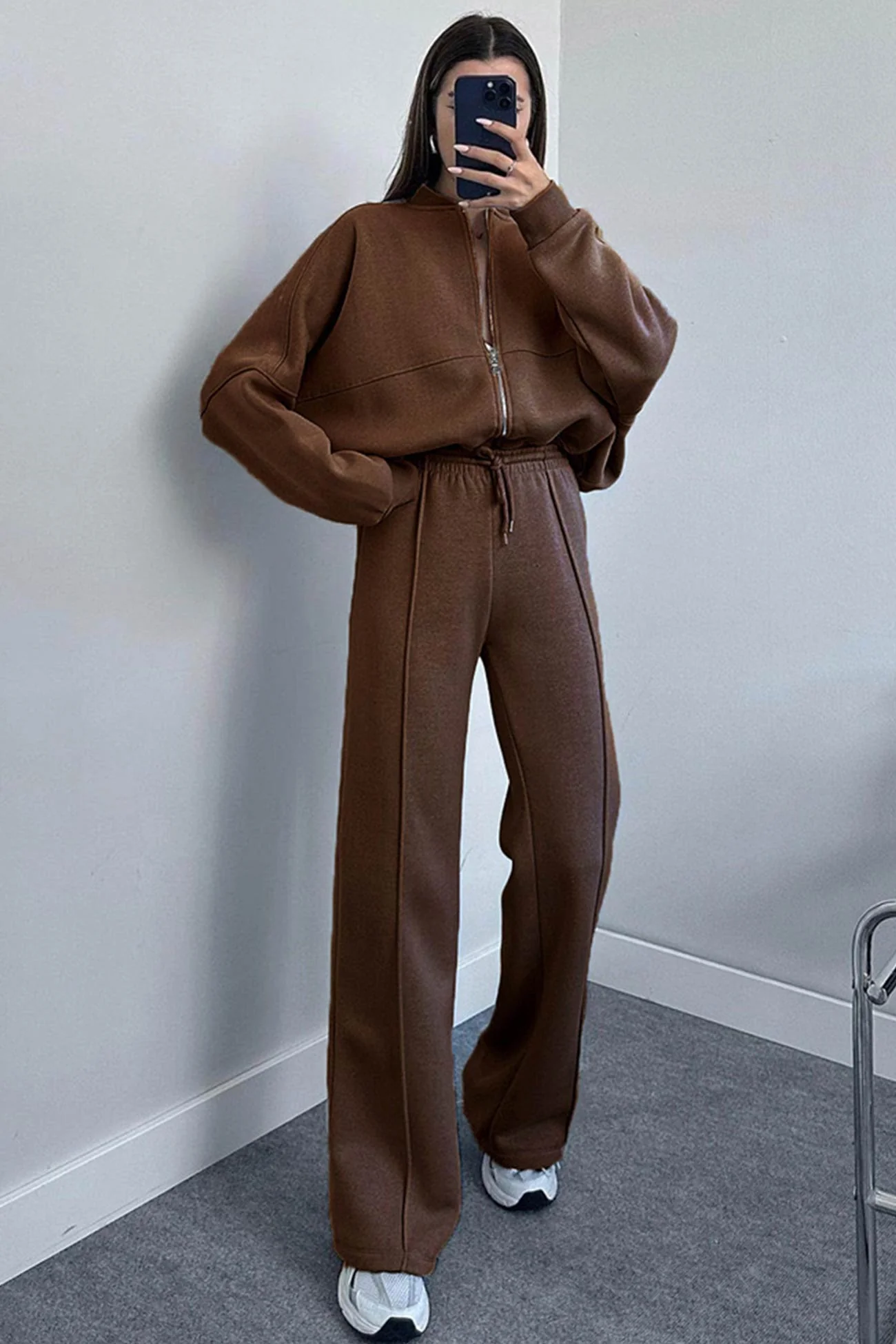 Rita | Sweatshirt jacket, straight leg, long pants set - Image 4