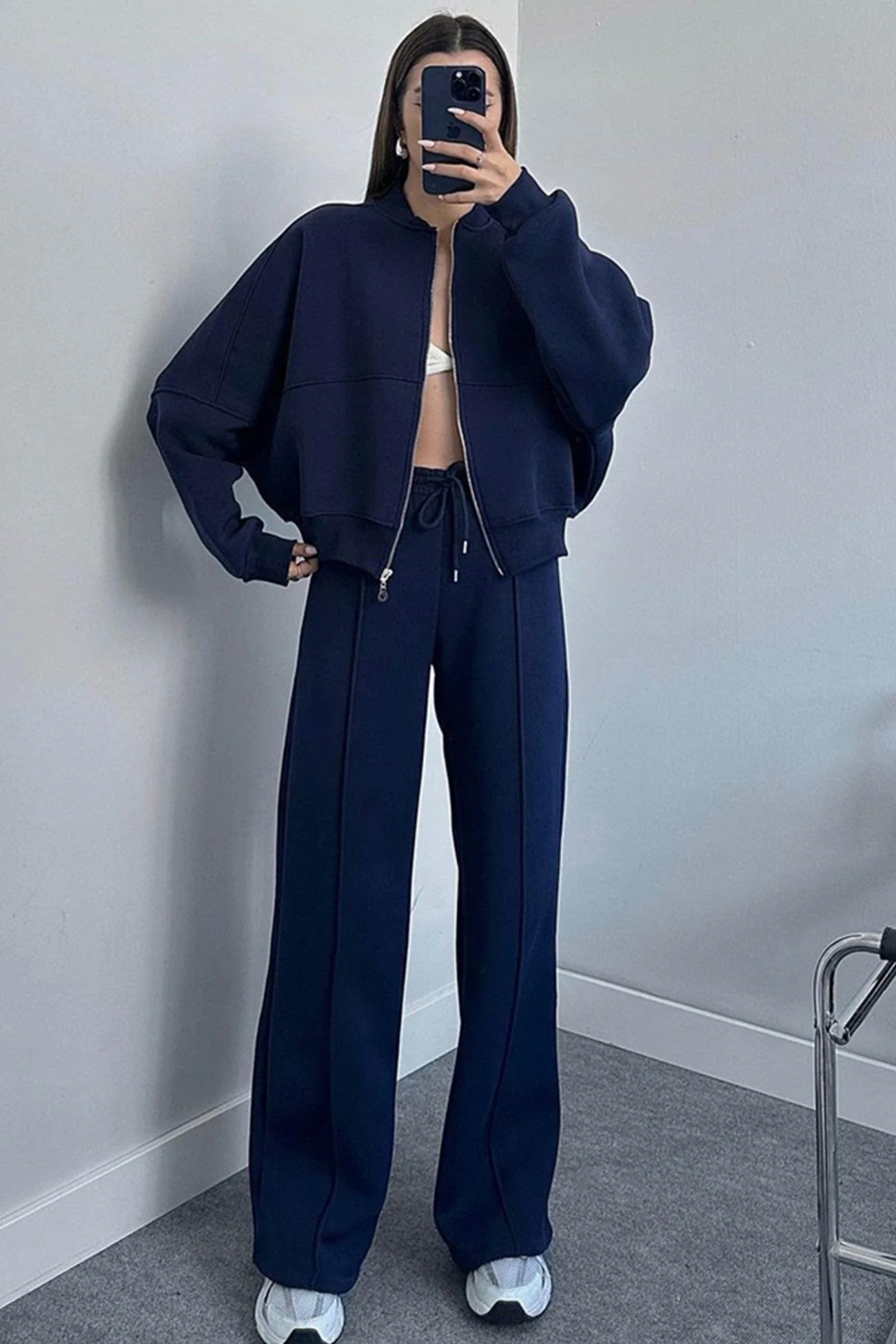 Rita | Sweatshirt jacket, straight leg, long pants set - Image 5