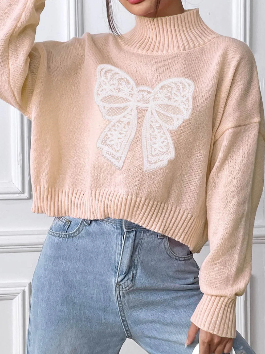 Rita | Turtleneck sweater with bow and long sleeves - Image 14