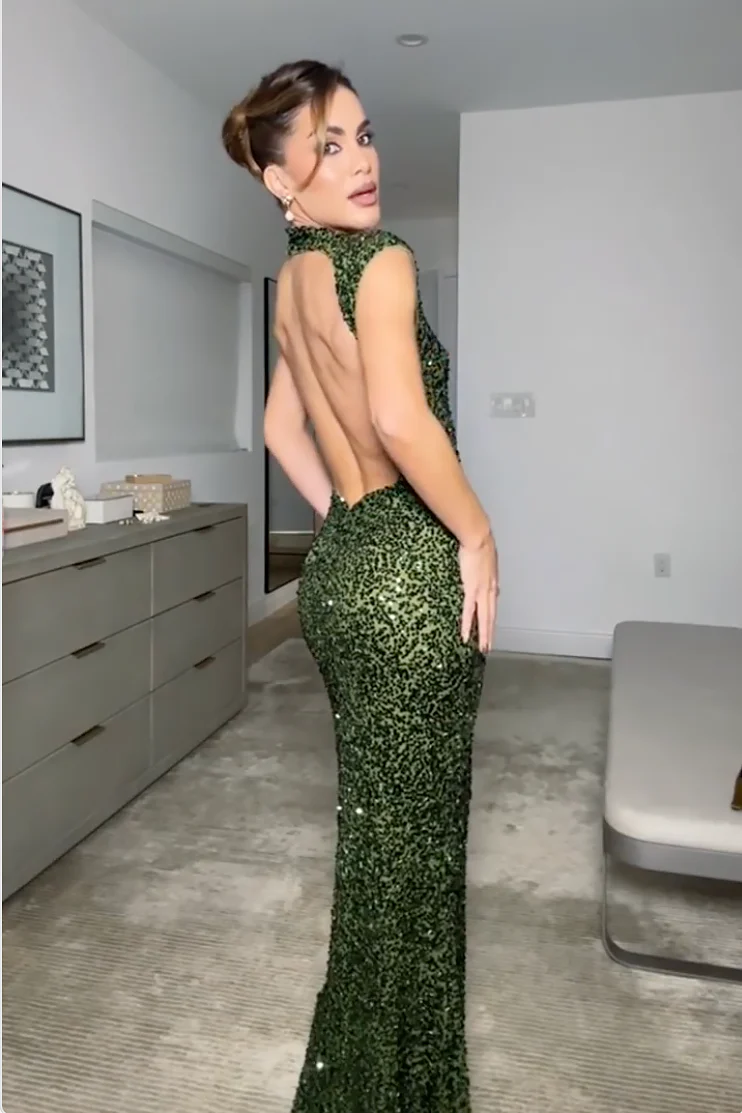 Rocío® | Elastic Sequin Backless Maxi Dress