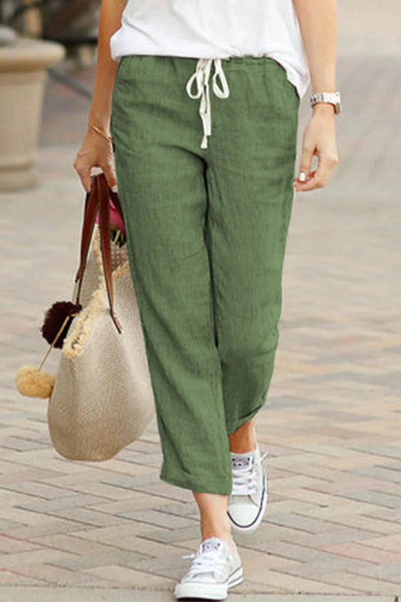Romina | Fashionable casual solid loose mid waist straight pants - Image 4