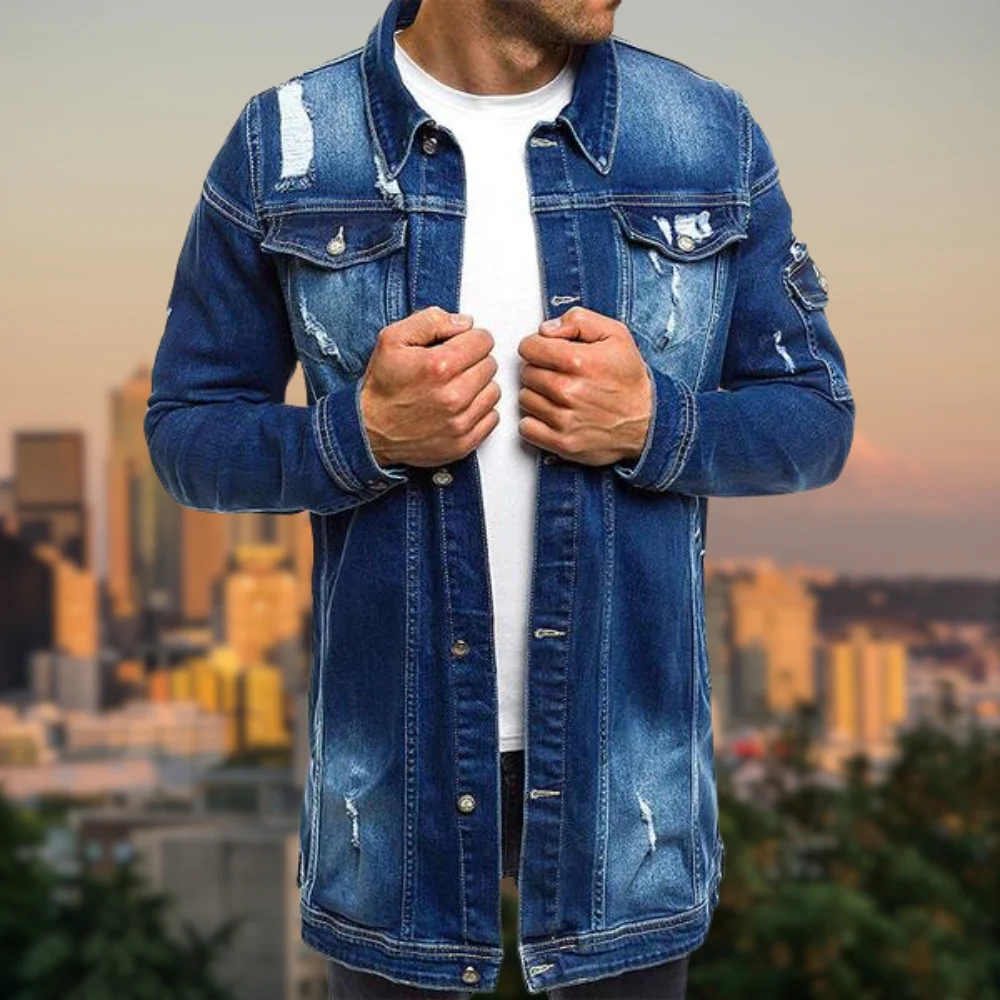Romina | Mid-length ripped denim jacket - Image 3