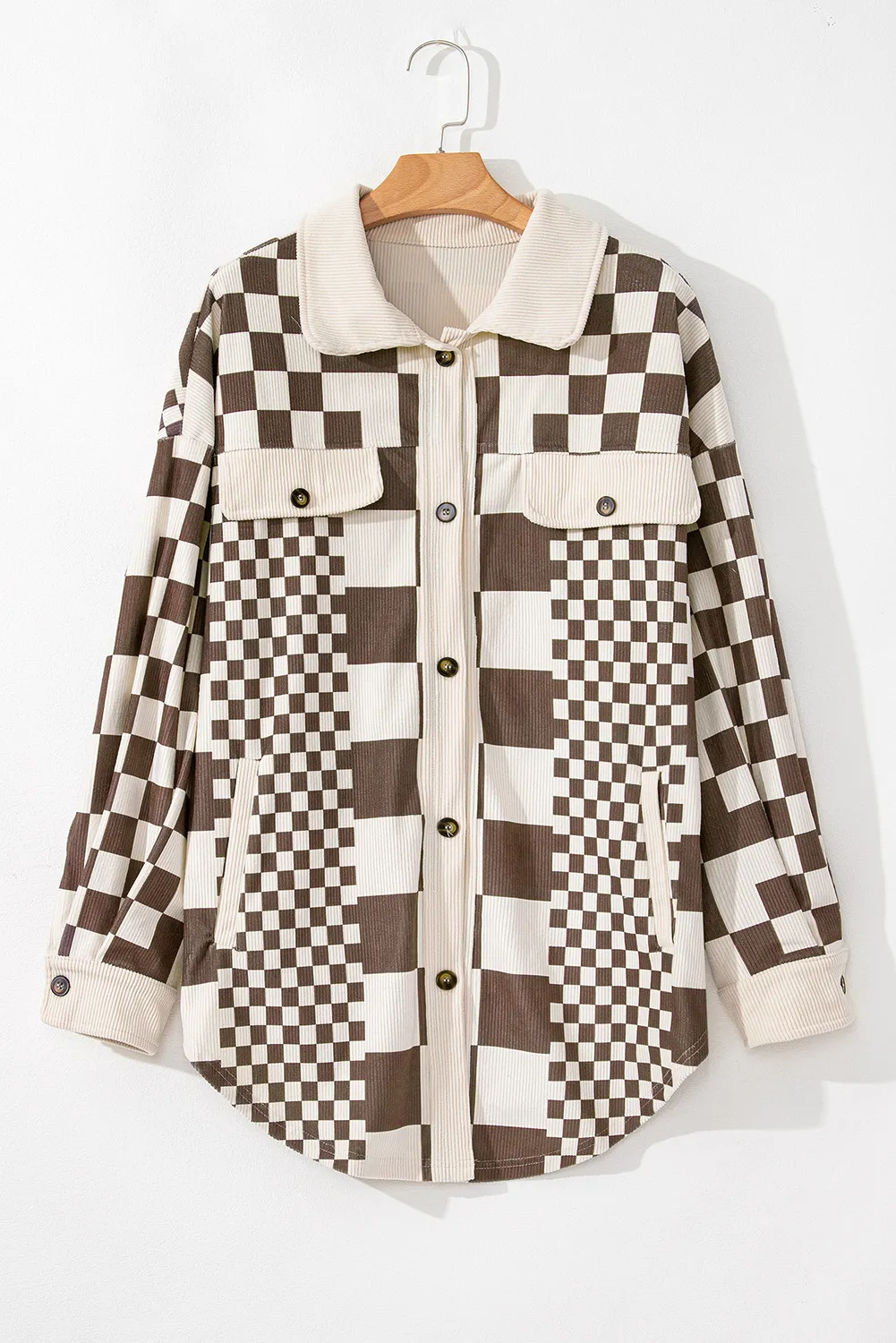 Romy | Oversized checked button down long sleeve jacket - Image 3