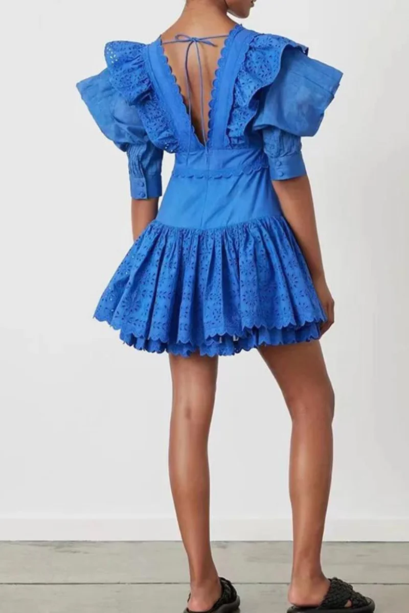 Rosalía® | Backless Mini Dress With Ruffles And A Plunging Neckline - Image 4