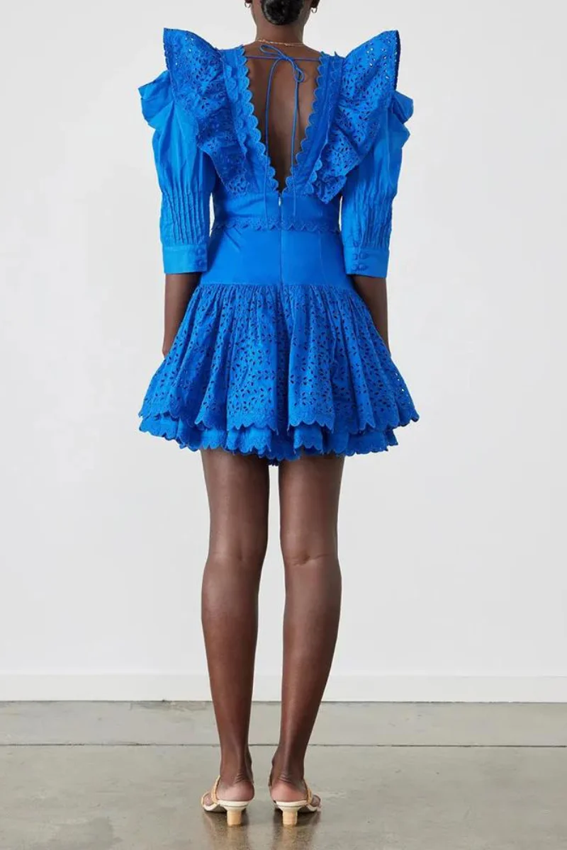 Rosalía® | Backless Mini Dress With Ruffles And A Plunging Neckline - Image 7