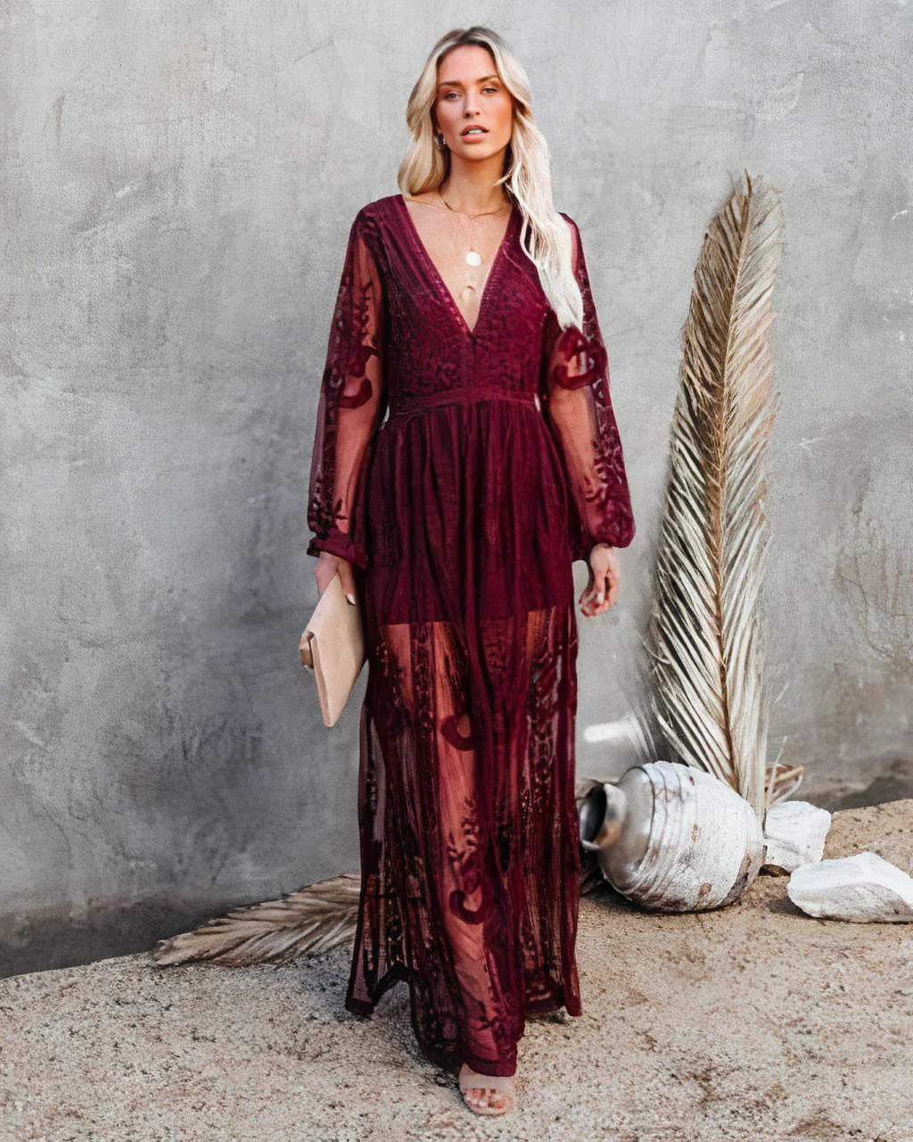 Rosario® | Summery Lace Maxi Dress With Slit - Image 3