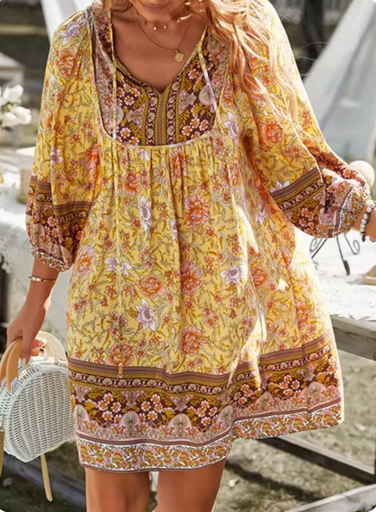 Ruth® | Elegant Half-Sleeve Floral Dress - Image 4