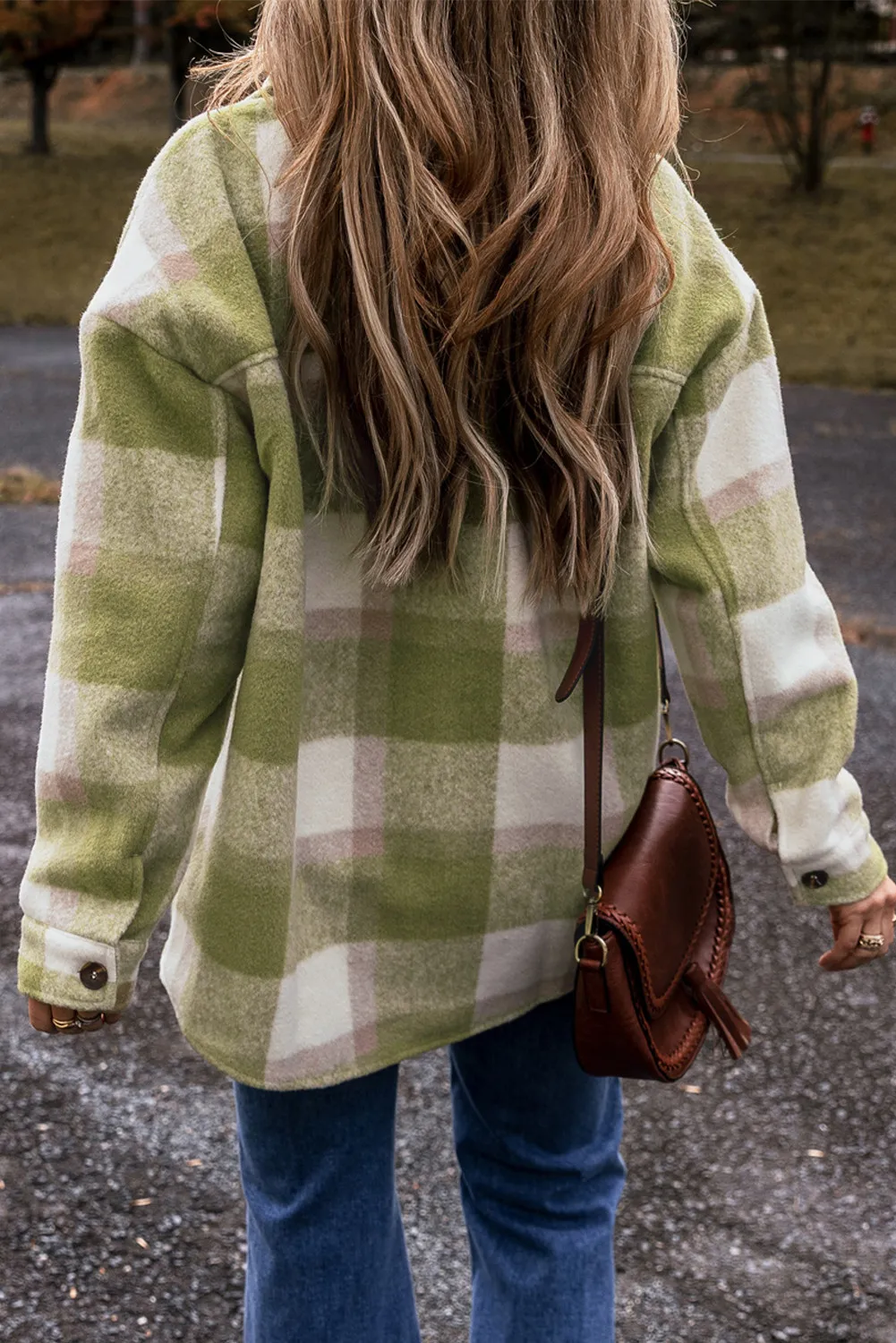 Sabine | Checked long sleeve jacket with buttons - Image 2