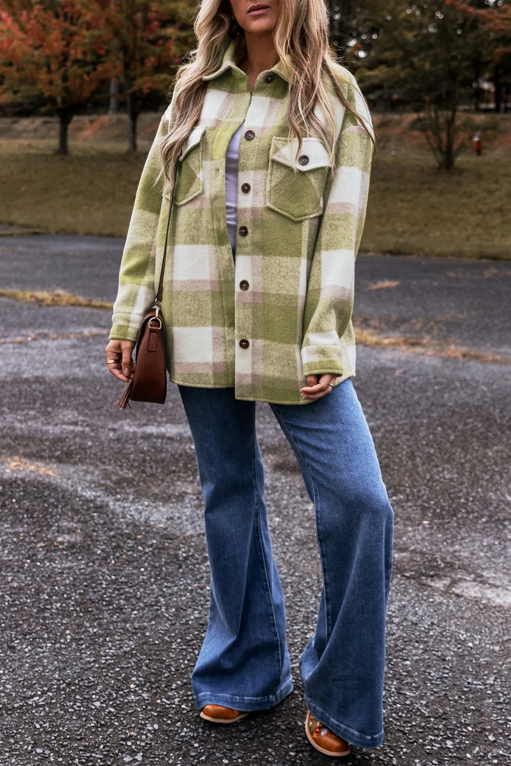 Sabine | Checked long sleeve jacket with buttons - Image 4
