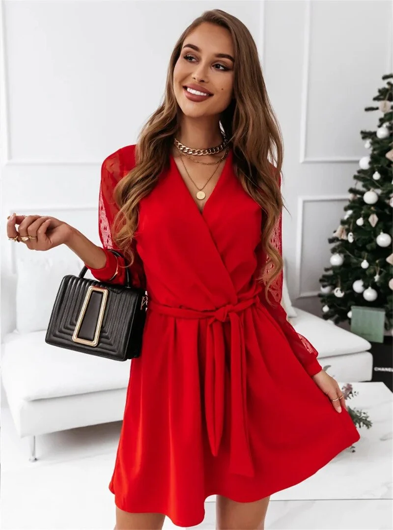 Salma® | Chic Dress With Long Mesh Sleeves