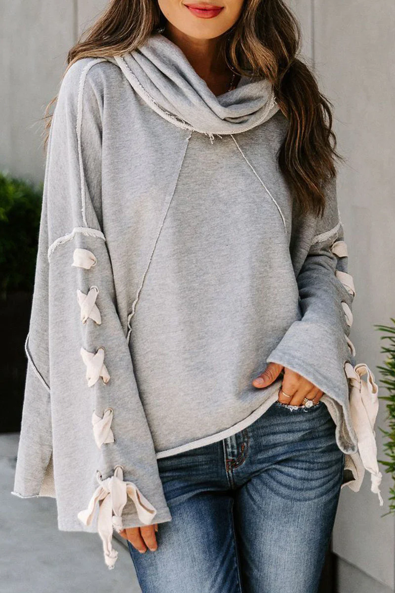Sandra | Casual tops with a fixed bandage and hooded collar - Image 12