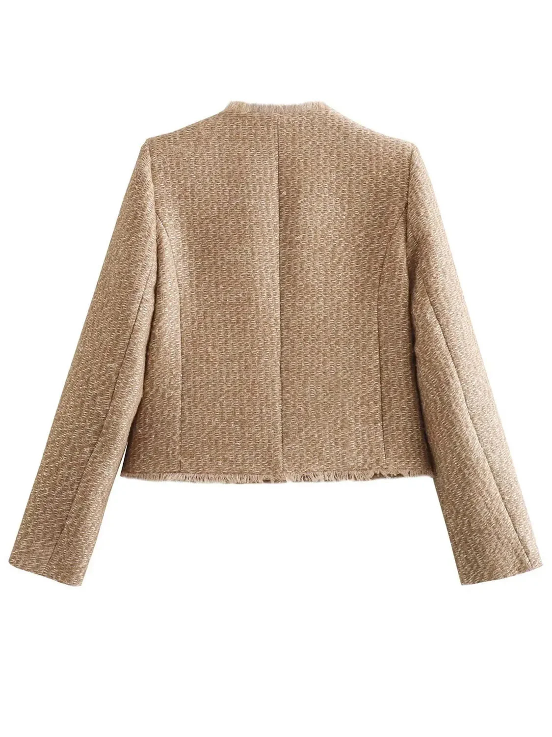 Sandra | Jacket with raw hem and pockets and crew neck - Image 2