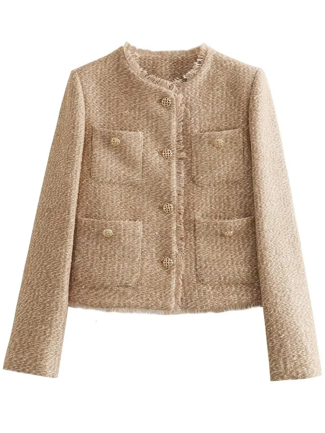 Sandra | Jacket with raw hem and pockets and crew neck - Image 3