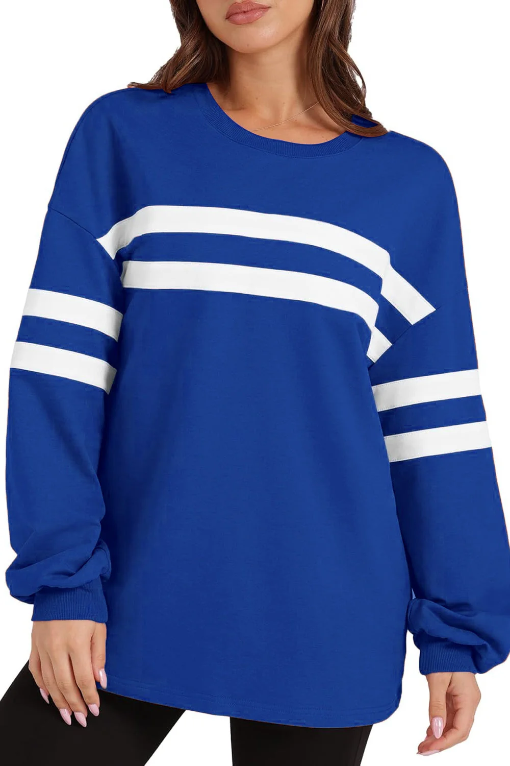 Sandra | Lovelet striped sweatshirt with a crew neck and dropped shoulders - Image 4