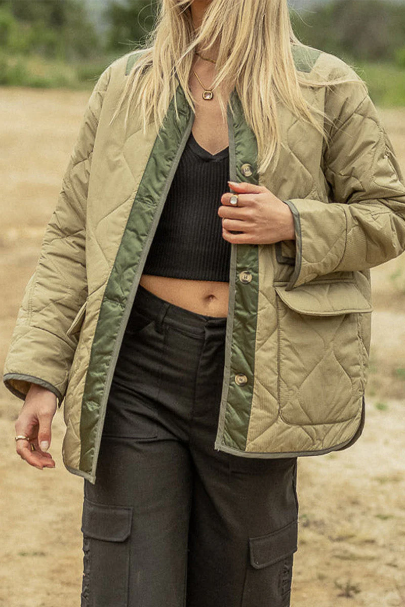 Sara | Casual outerwear with color block buckle and contrast O-neck - Image 2