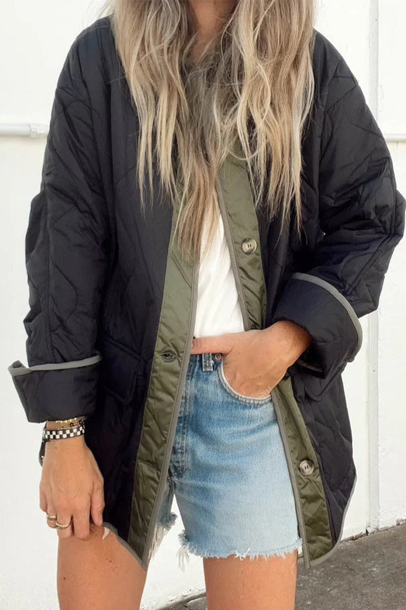 Sara | Casual outerwear with color block buckle and contrast O-neck - Image 6