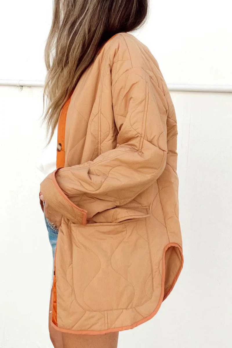 Sara | Casual outerwear with color block buckle and contrast O-neck - Image 8