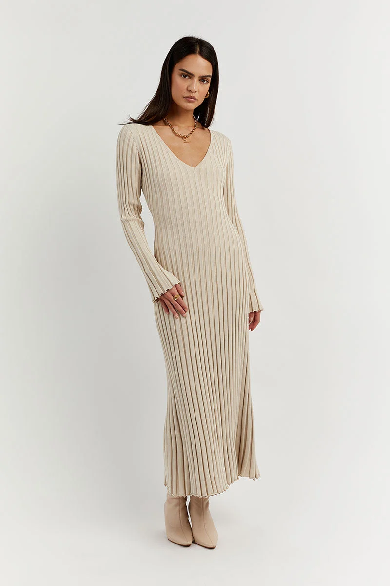 Sasha® | Knitted Midi Dress With V-Neck And Sleeves - Image 2