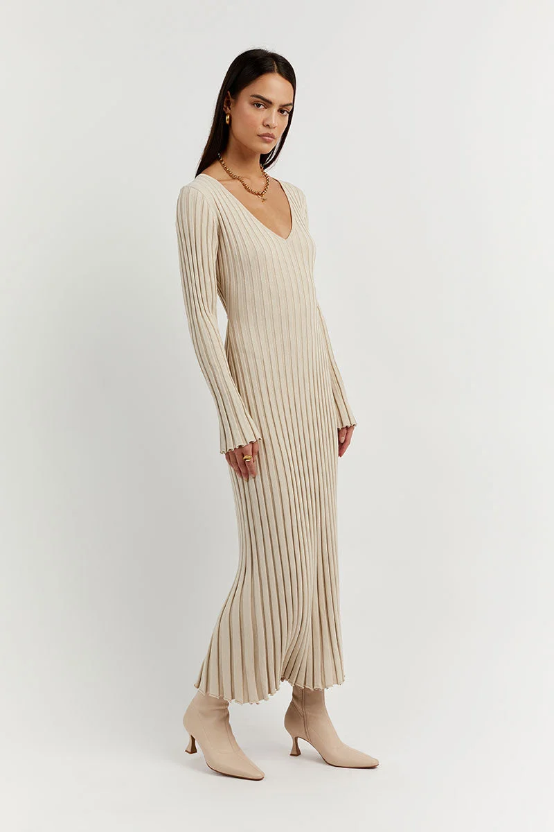 Sasha® | Knitted Midi Dress With V-Neck And Sleeves - Image 3