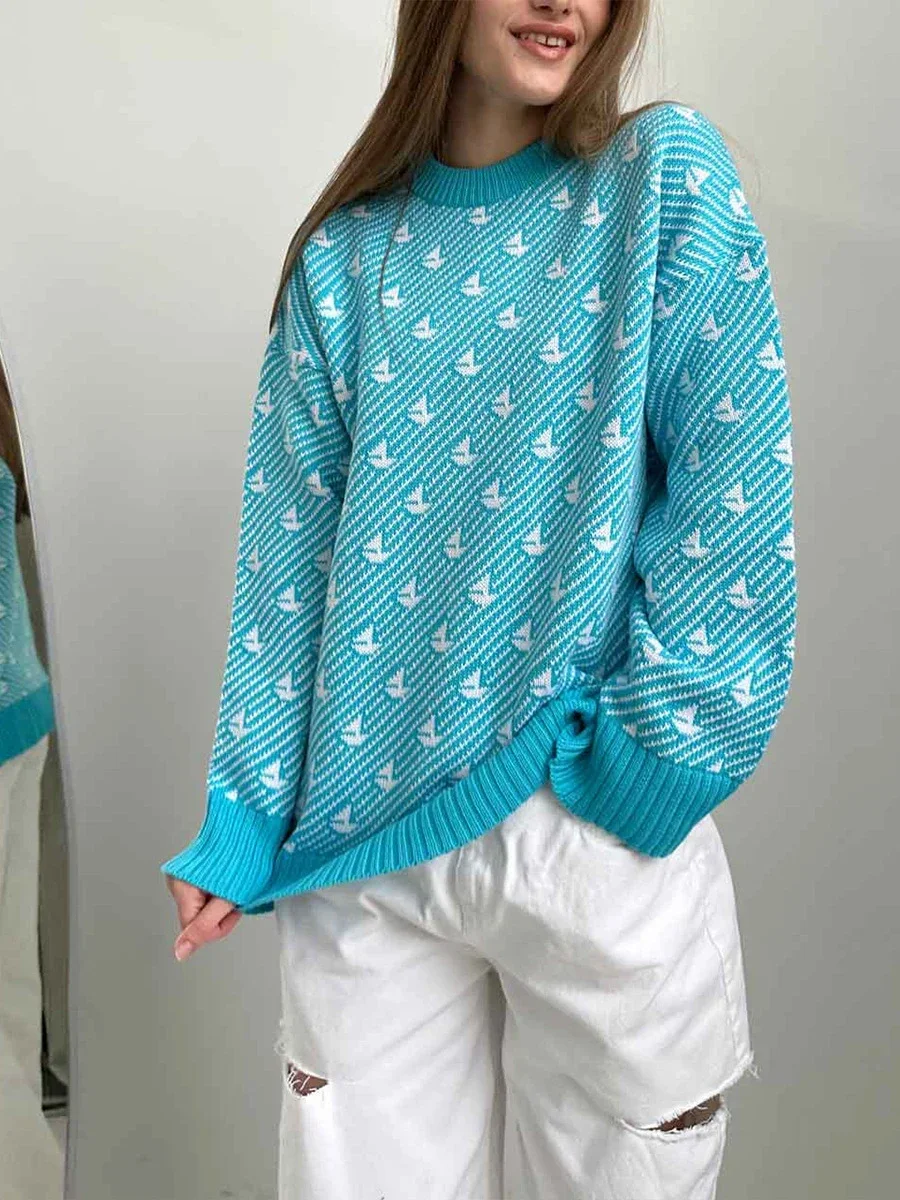 Selena | Women's knitted sweater with an elegant print - Image 5