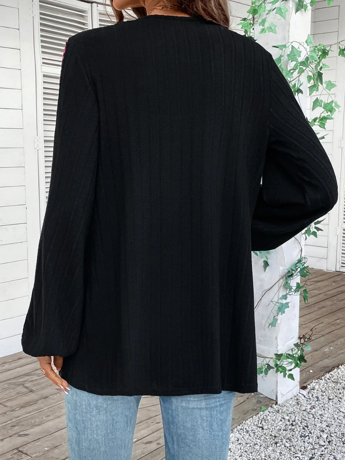 Sibylle | Embroidered open front long sleeve cardigan - Image 2