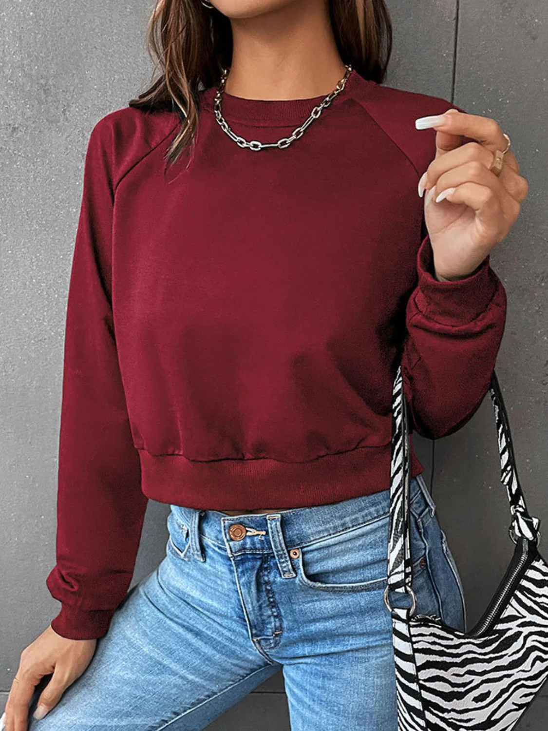 Sierra® | Cozy Crew Neck Cropped Sweater - Image 2