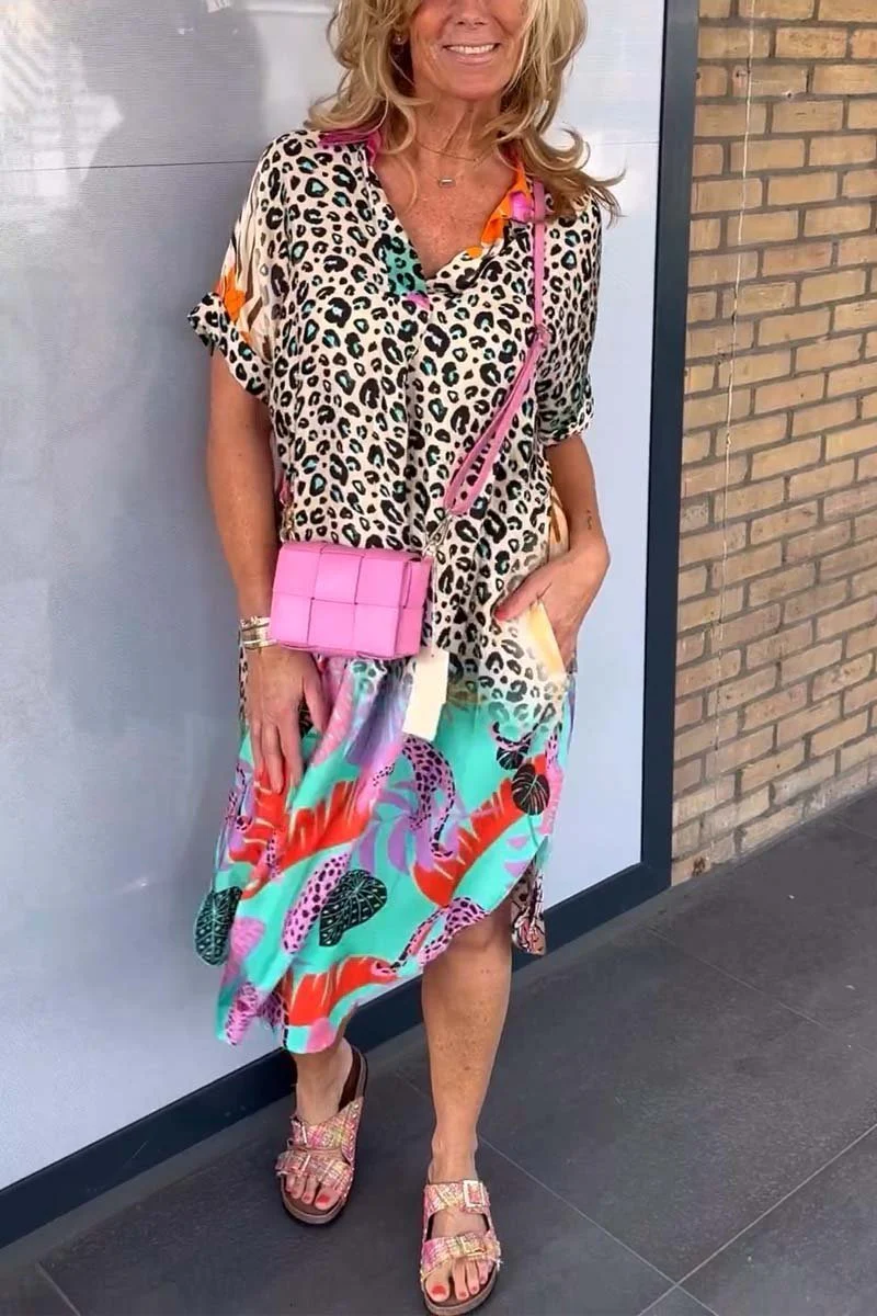 Sierra® | Leopard Print Short Sleeve Informal Dress