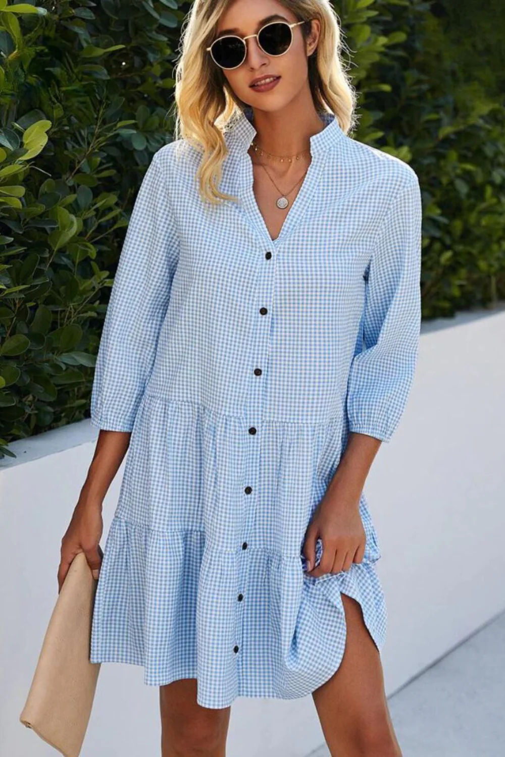 Silvia® | Checked V-Neck Dress