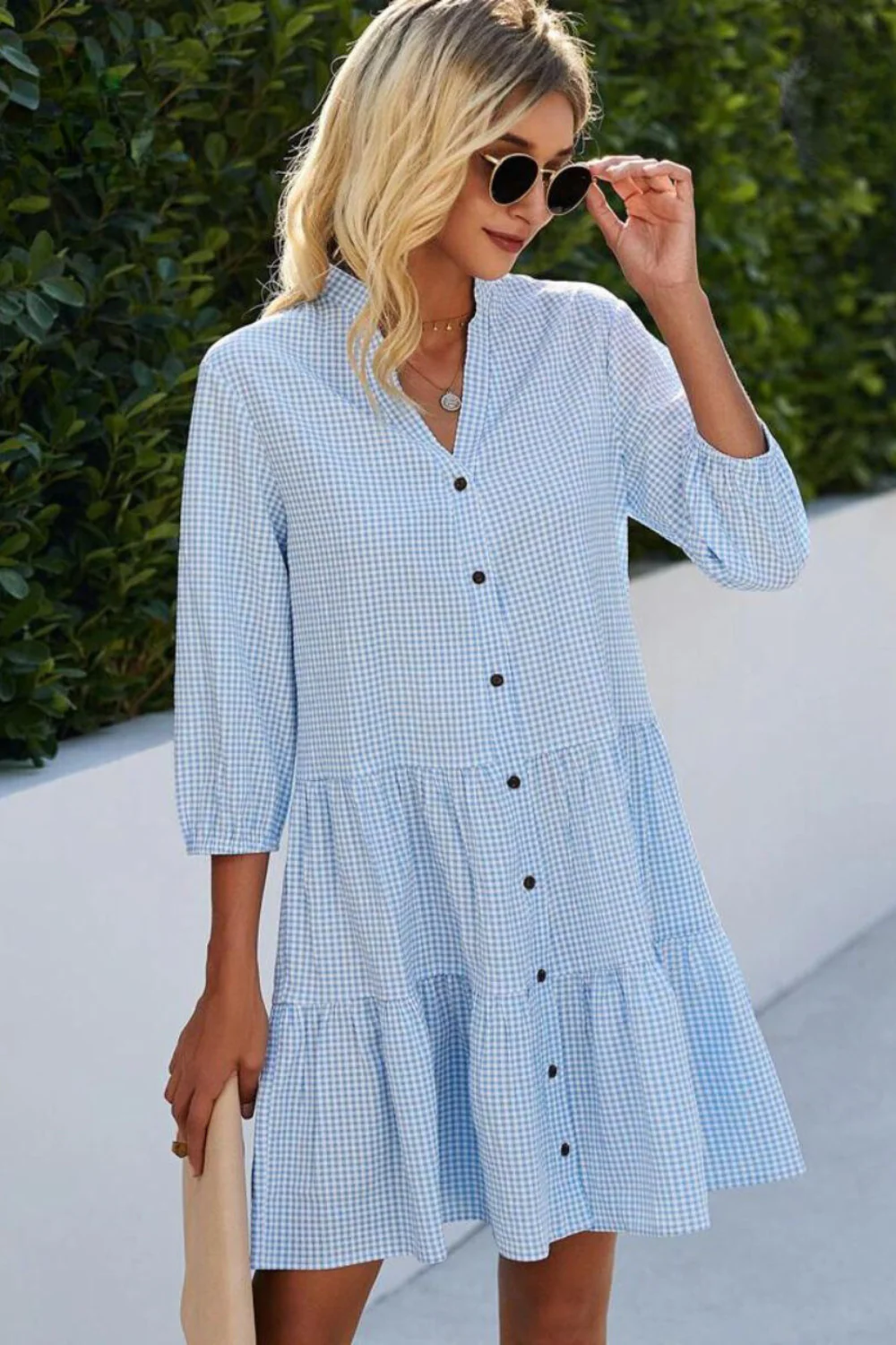 Silvia® | Checked V-Neck Dress - Image 4