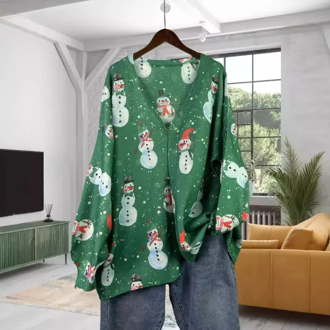 Silvia | Christmas kimono for women with a snowman motif