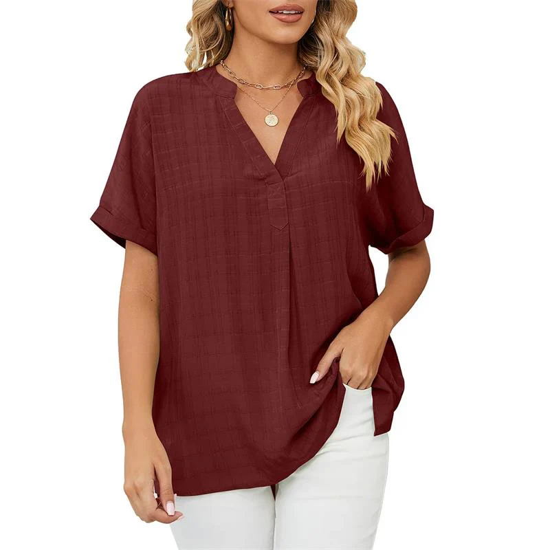 Simone® | Classic V-Neck Short-Sleeved Blouse - Image 2