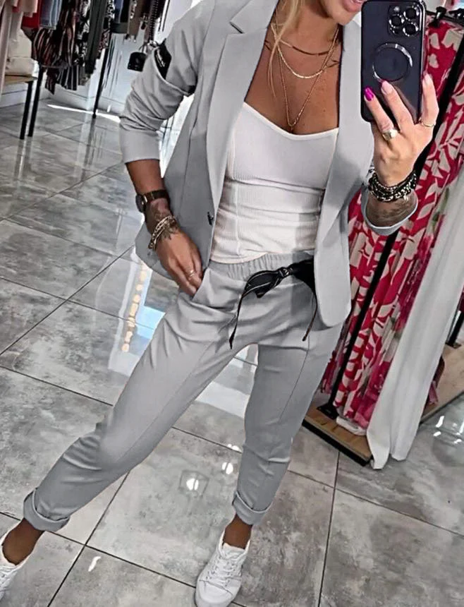 Simone | Elegant cotton jacket and trousers - Image 7
