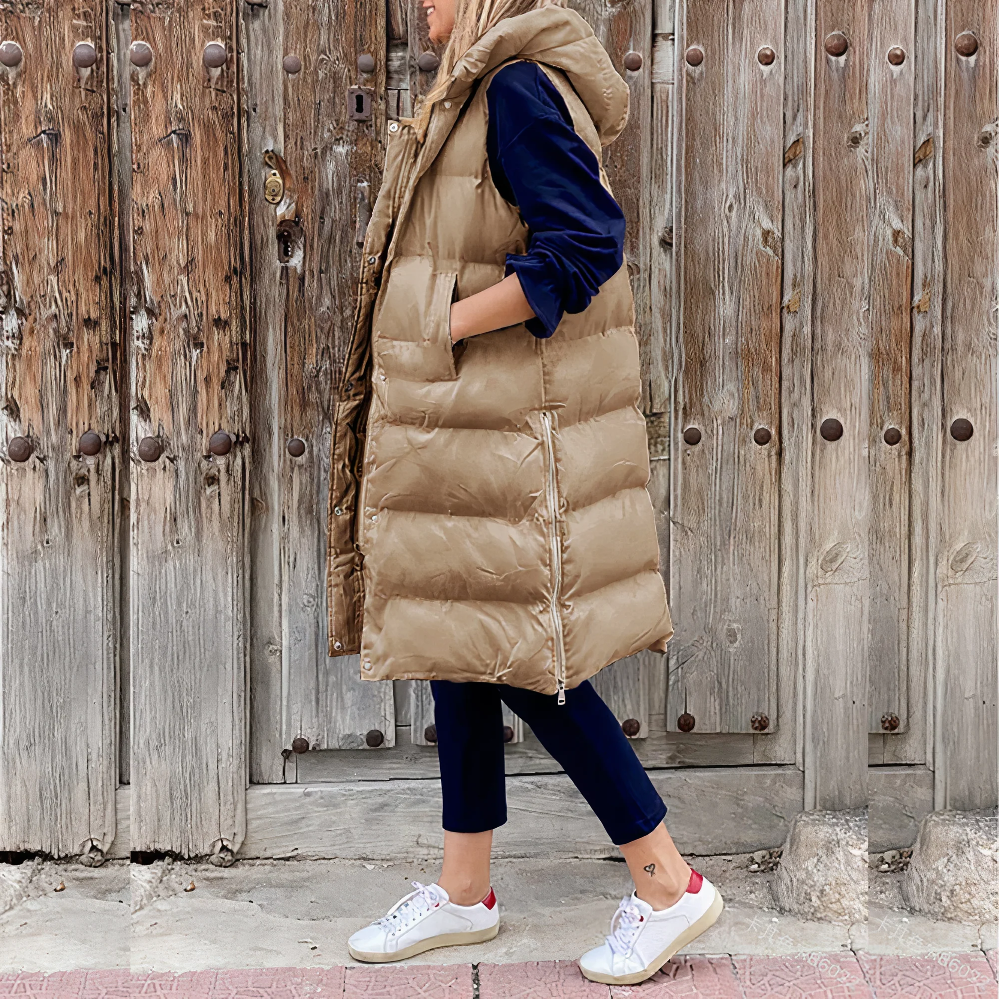 Simone® | Long vest with hood - Image 4