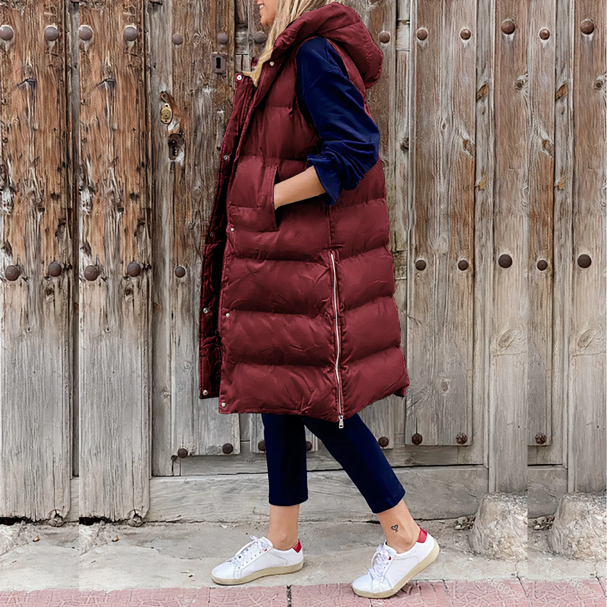 Simone® | Long vest with hood - Image 5